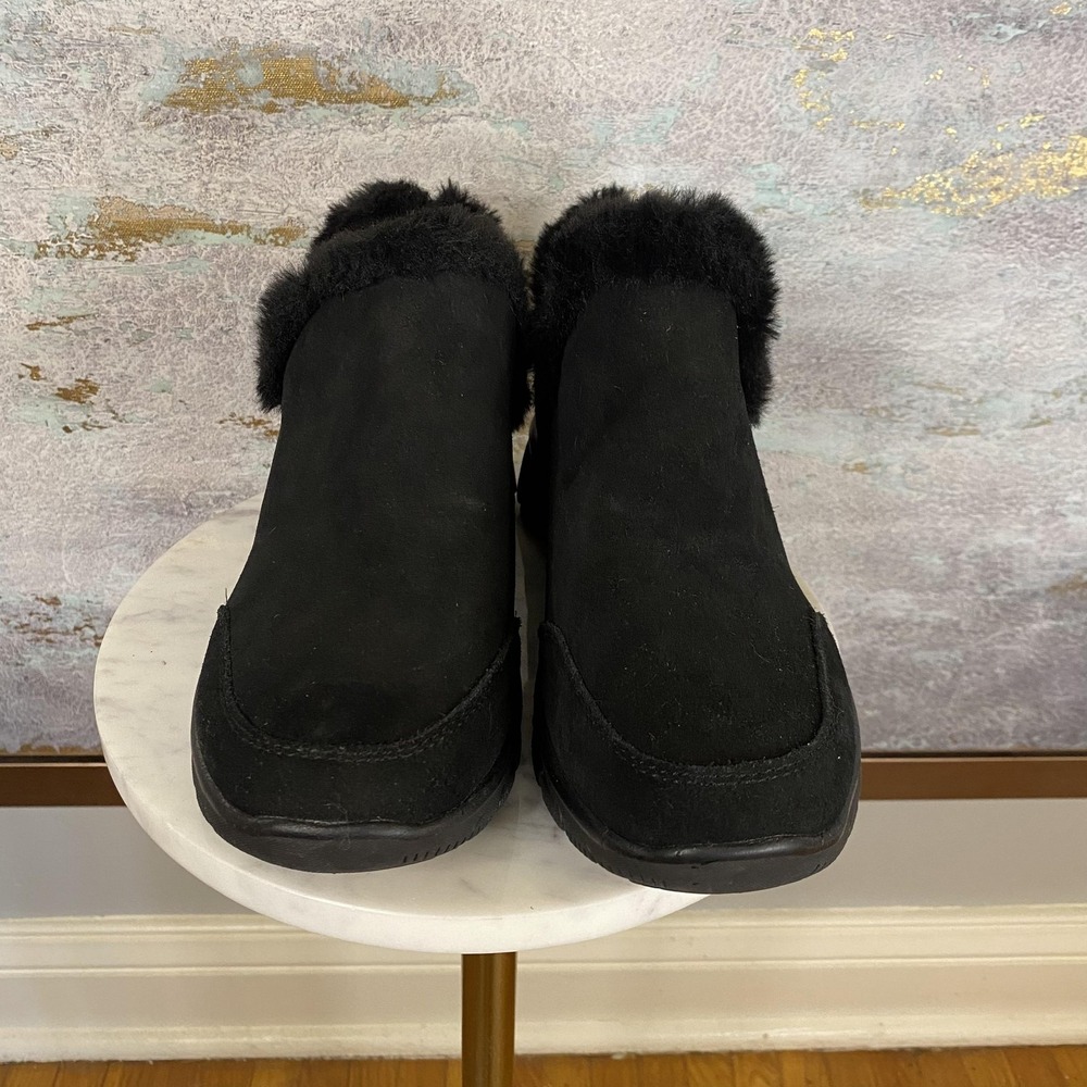 Skechers Slip-ins Shoes Womens Size 6 Black Leather Faux Fur Water Repellant - Picture 3 of 10